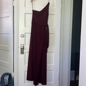 Jill Stuart One-Shoulder Burgundy Gown bridesmaid